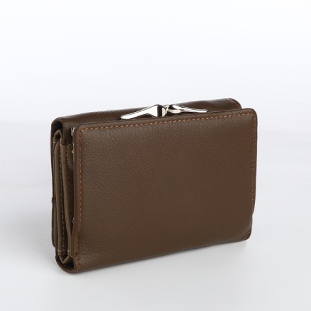 Women's wallet on a magnet, brown color-1