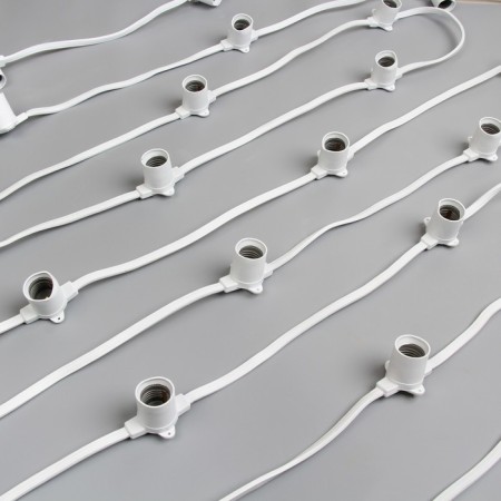 Girlyanda "Bels Light" 50 m, IP65, 2W, white rubber thread, step 40 cm, E27 (without lamps), 220 V