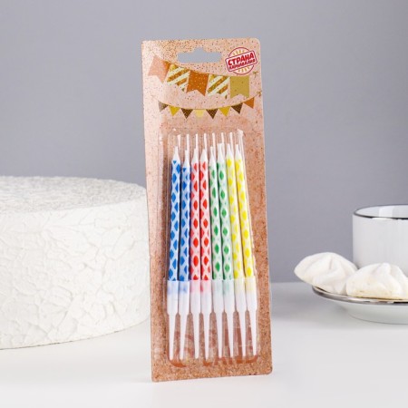 Candles in the Cake "Rombic" with a stand, 14 cm, 8 pcs-1