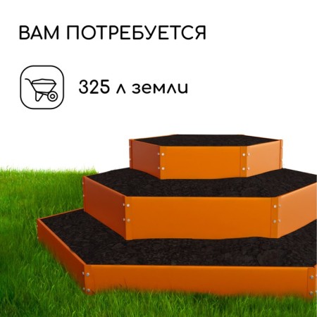 Galvanized flowerbed, 3 tiers, d = 60–100–140 cm, h = 45 cm, orange, greengo-4