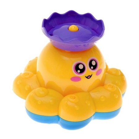 The octopus bath toy, a fountain, a button on, the color of a mix, crumb I-10