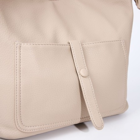 Luggage bag on lightning, 2 outer pockets, beige color-3