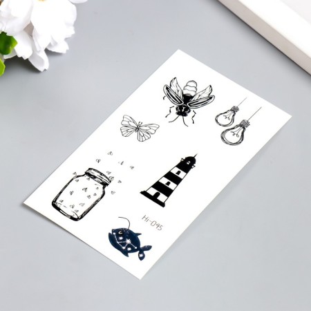 Tattoo on the body phosphorus "lighthouse/vases" mix 6x10.5 cm-2