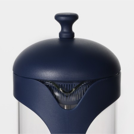 Teapot Hot French - Magistro press "Helsinki", 600 ml, glass, dark blue color-3