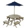 Children's garden furniture, 4 benches, picnic table, umbrella, beige-brown