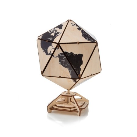 Designer Wooden 3D Ewa Globe Icosahedron with a secret (casket, safe) Black-12