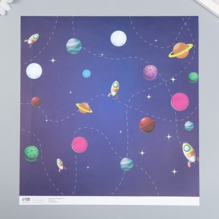 Scrapbooking paper "Traveling into space" density 180 g 30.5x32 cm-1