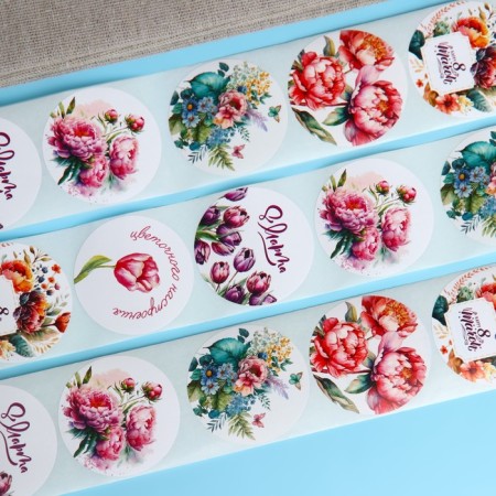 Stickers for flowers and gifts "March 8", 4.4 x 4.4 cm, 252 pcs.-3