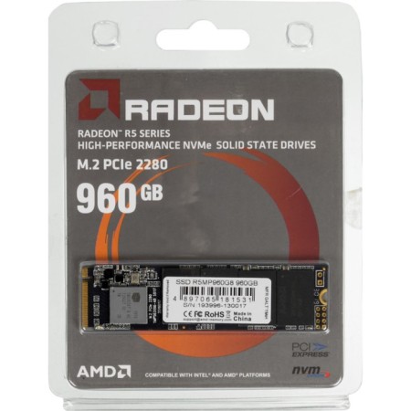SSD AMD R5MP960G8 Radeon M.2 2280, 960 GB, PCI-E X4