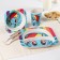 A set of children's bamboo dishes, 5 objects: plate, fork, spoon, glass, bowl "Rainbow Dash", My Little Pony