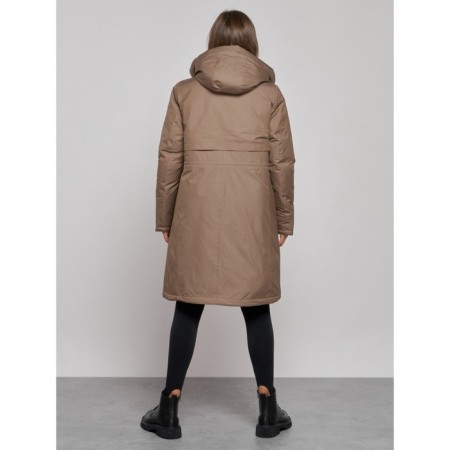 Coat insulated winter female, size 44, brown color-3
