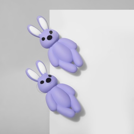 Earrings plastic "hares", lilac color-1