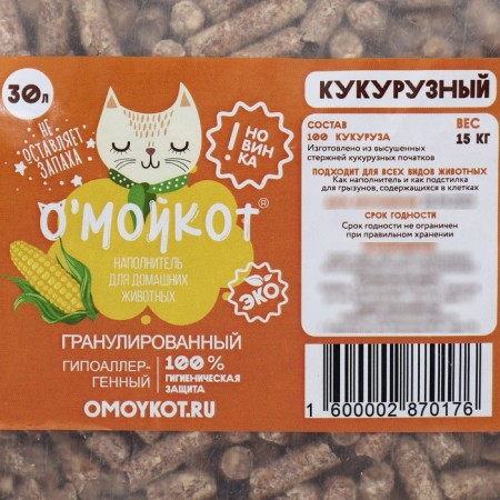 Filler for the cat's omuikot cat's corn granulum 6 mm. 15 kg.-1