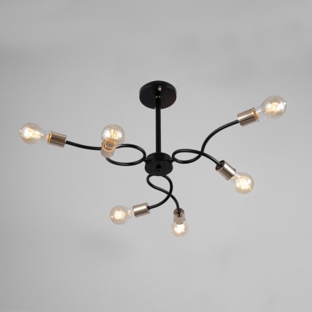 Ripley chandelier 6he27 40W black and gold 55x55x40 cm-1