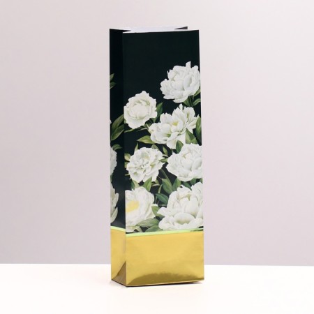 Package package packing, two -layer, "peonies", gold, 8 x 5 x 24 cm