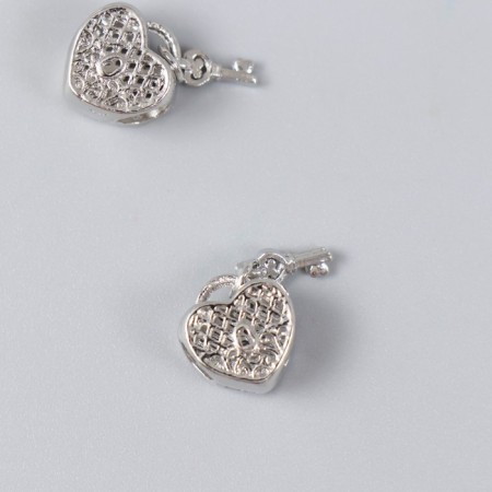Busina for creativity Metal "Heart and Heart with Key" silver 1.1x2 cm