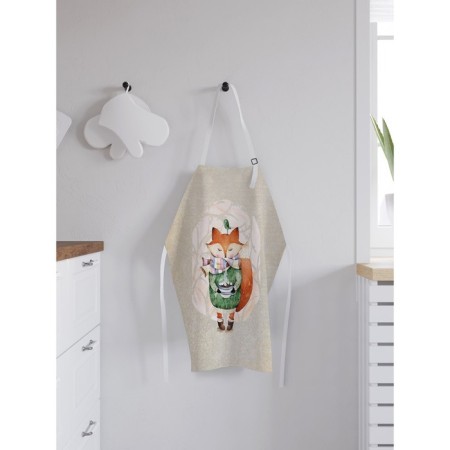 Apron of a kitchen with a “cozy fox” photo print, adjustable, size OS-1