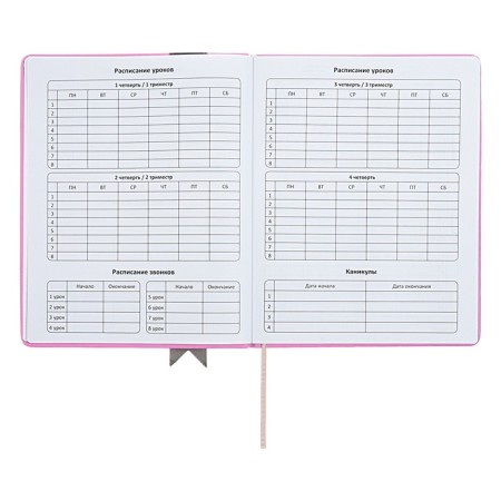 Universal diary for grades 1-11 Lenta, solid cover of artificial leather, applique, silkography, liesse, 48 sheets, pink-5