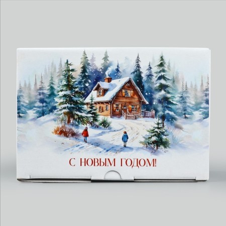 Box a gift New Year's folding "New Year's watercolor", 22 x 15 x 10 cm, New Year-1