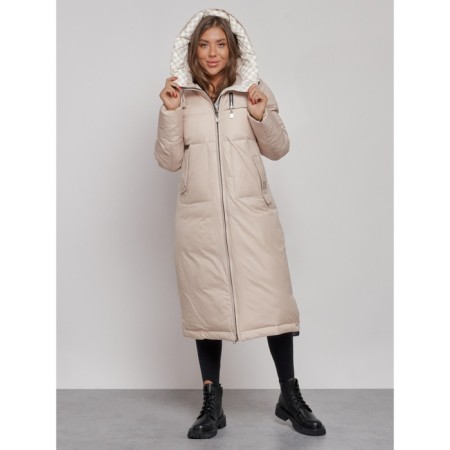 Coat insulated winter female, size 42, beige color-8