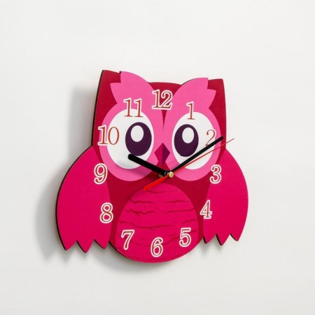 Watch Wall children's "pink owl", smooth move, 24 x 24 cm-2