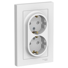 Double SE AtlasDesign, 16 A, 250 V, built -in., S/k, curtains, IP20, white, Atn000126