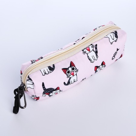 School backpack from textiles on lightning, 3 pockets, pencil case, pink color-8