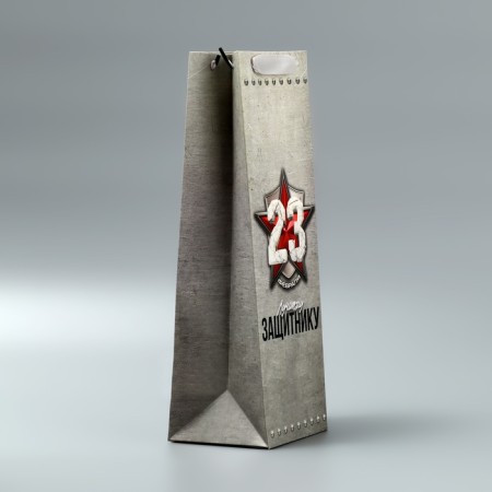 Gift Package Laminated for a bottle, packaging, “Defender”, February 23, 13 x 35 x 10 cm-2