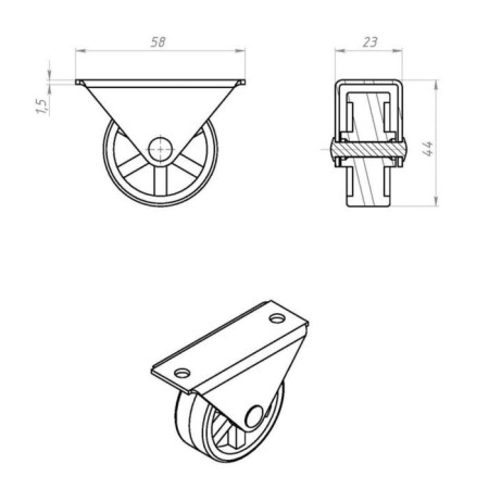 The roller of the rolling tundra, h = 44 mm, zinc coating, 1 pc.-5