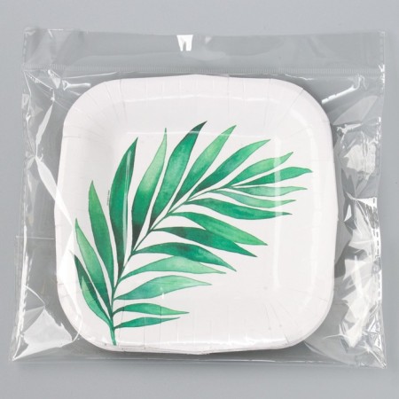 A plate disposable paper square "branch", eco, 16.5x16.5 cm-4
