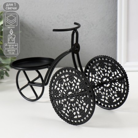 Summary metal on1 candle "Three -haired bicycle" d = 8 cm black 23x11.5x16 cm-1