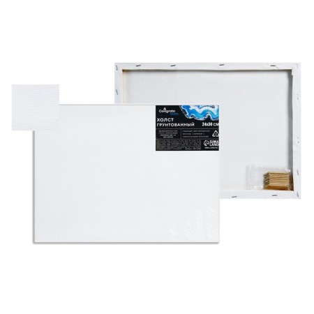 Canvas on the subframe, cotton 100%, 1.6 x 24 x 30 cm, acrylic soil, fine -grained, 280 g/m²