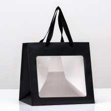 Crafts with a square bottom and window 25 x 25 x 25 cm black, 1pc