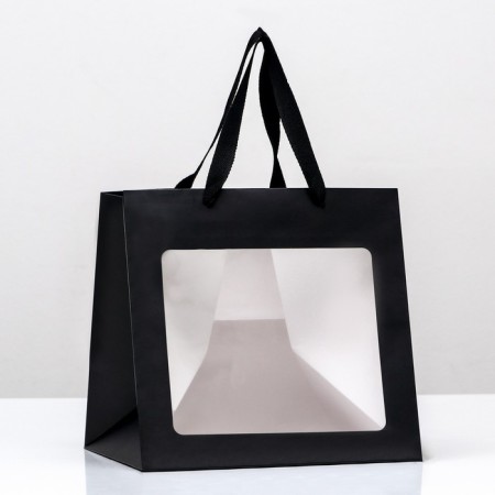 Crafts with a square bottom and window 25 x 25 x 25 cm black, 1pc