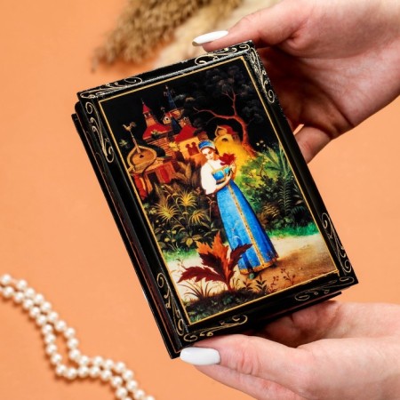 Casket "Scarlet Flower", 10 × 14 cm, lacquer miniature-2