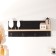 Hooks decorative wood with a shelf "houses and trees" black 5x39.5x18 cm