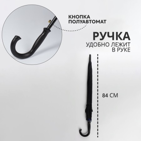 Umbrella - semi -automatic cane "plain", two -layer, 16 knitting needles, r = 52 cm, black/blue color-1