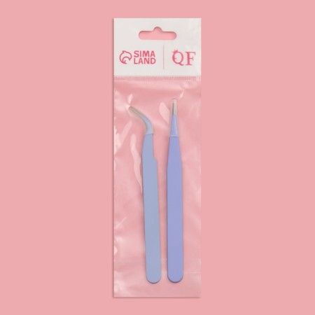 A set of tweezers for eyelash extensions, 2 pcs, color mix-8