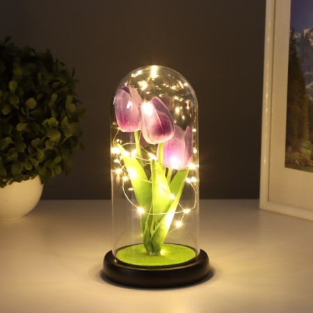 Nightlight "Tulips" LED 3HAAA Lilac 10.5x10.5x22cm-2