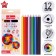 Pencils of 12 Calligrata colors, sharpened, trihedral, plastic, economy, cardboard packaging, euro suspension