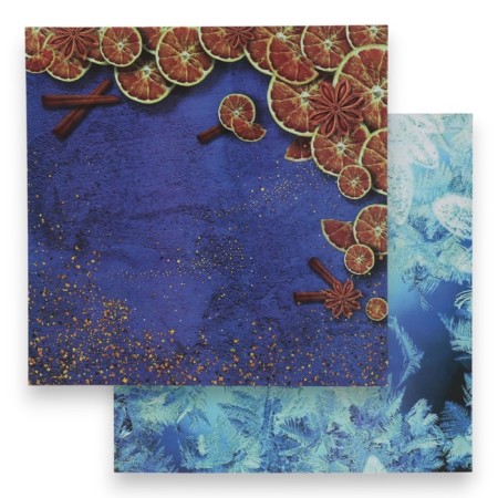 Photophone bilateral cardboard density 350 g "Frosty pattern and orange" 50x50 cm-1