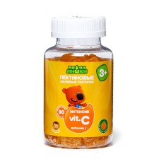 Intensively vitamin C “Mi-Mi-Mishka” with the taste of orange, the body's resistance to infections and viruses, 90 chewing loafers of 2 g