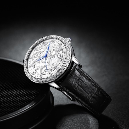 Men's wristwaters "horses", d-4.4 cm, silver clock-3