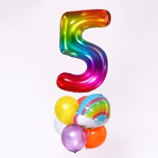 A bouquet of balls “Birthday is a cloud. 5 years ”, foil, latex, set of 7 pcs.