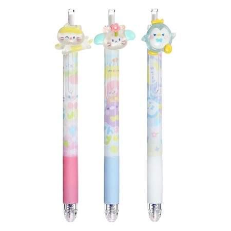Handle gel automatic erased ink, 0.5 mm, blue rod, little animals mix