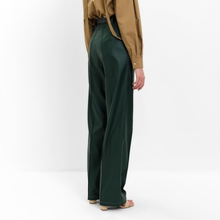 Women's pants (eco-leather) minku: eco leather green color, rn 50-1