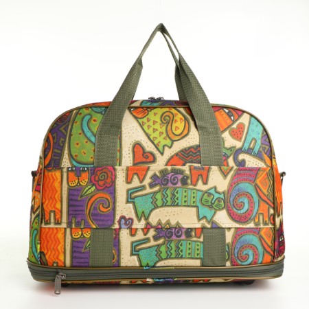 Board Road on a zipper, with an increase, an external pocket, a suitcase holder, a long belt, beige color/multi -colored color-1