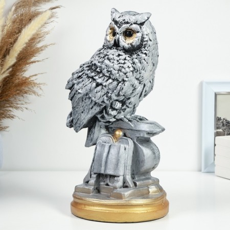 Pigger "Owl with the book" Silver, 21x17x35cm-1