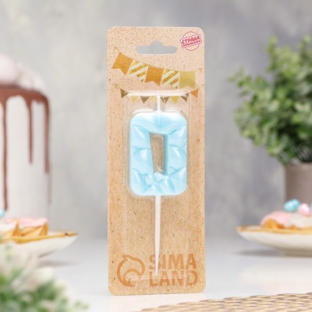 Candle for the cake "ice", number "0", blue-1