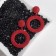 Earrings Metal "Eclipse" circle, red color